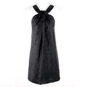 Cache black flower halter shift dress Medium M KK16